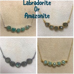 Sterling Silver or Vermeil Gemstone Bar Necklace